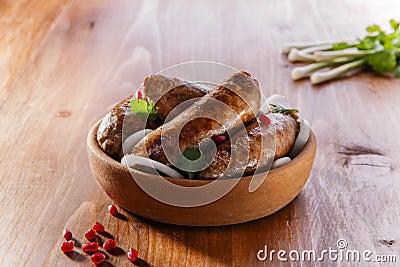 Homemade sausages grilled Stock Photo