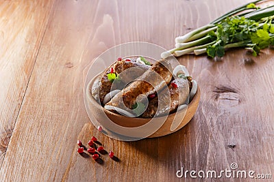 Homemade sausages grilled Stock Photo