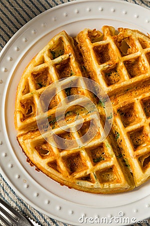 Homemade Savory Waffles for Breakfast Stock Photo