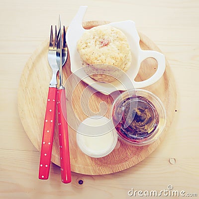 Homemade scone with strawberry jam Stock Photo