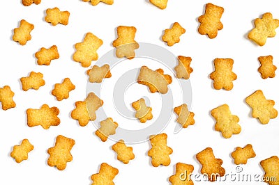 Homemade shortbread bear cookies pattern top view Stock Photo