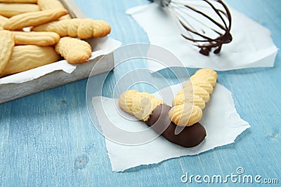Homemade shortbread cookies with chocolate Stock Photo