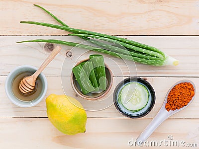 Homemade skin care and body scrub with natural ingredients aloe Stock Photo