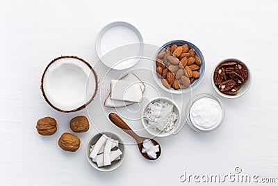 Homemade skin care products on white wooden table background. Co Stock Photo
