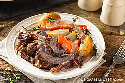 Homemade Slow Cooker Pot Roast Stock Photo