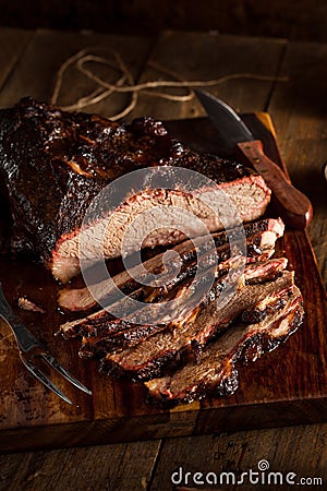 Homemade Smoked Barbecue Beef Brisket Stock Photo