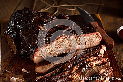 Homemade Smoked Barbecue Beef Brisket Stock Photo