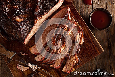 Homemade Smoked Barbecue Beef Brisket Stock Photo