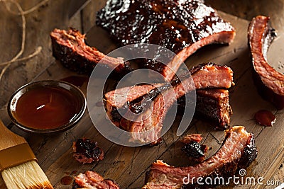 Homemade Smoked Barbecue Pork Ribs Stock Photo