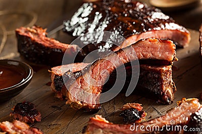 Homemade Smoked Barbecue Pork Ribs Stock Photo