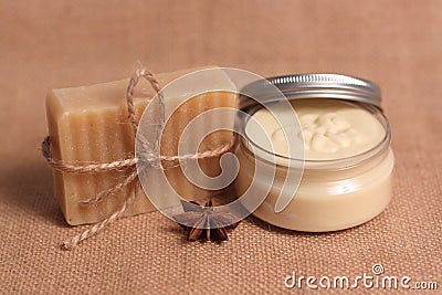 Homemade soap and body butter Stock Photo