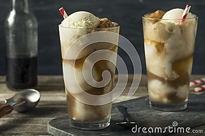 Homemade Soda Black Cow Ice Cream Float Stock Photo