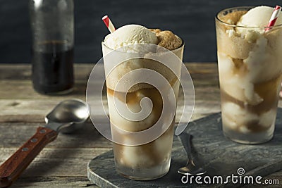 Homemade Soda Black Cow Ice Cream Float Stock Photo