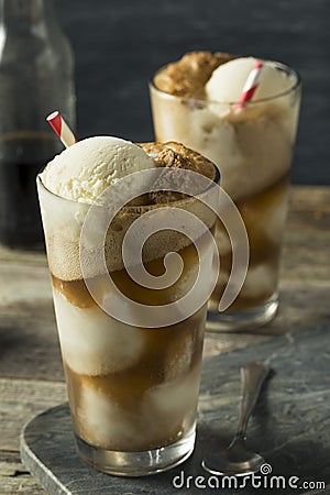 Homemade Soda Black Cow Ice Cream Float Stock Photo