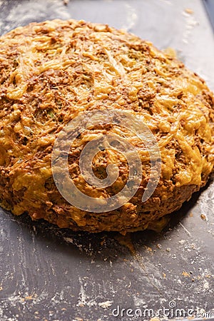 Homemade soda bread with zucchini and cheddar cheese Stock Photo