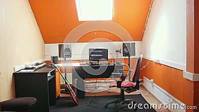 A Homemade Sound Recording Studio Interior Stock Footage Video