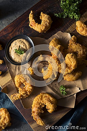 Homemade Southern Fried Cajun Shrimp Stock Photo