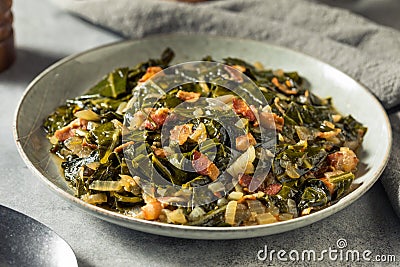 Homemade Southern Sauteed Collard Greens Stock Photo