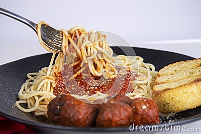 Homemade Spaghetti and meatballs Stock Photo