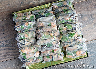 Homemade spring rolls ready to cooking Stock Photo