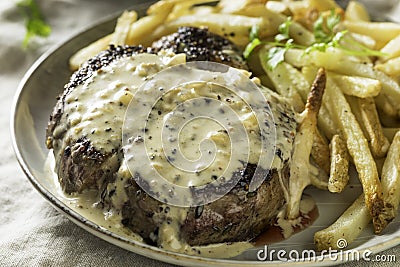 Homemade Steak Au Poivre Stock Photo