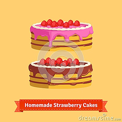 Homemade strawberry cakes Vector Illustration