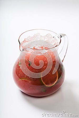 Homemade strawberry lemonade in a glass jug Stock Photo