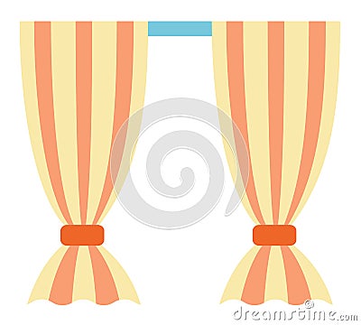 Striped curtains with cornice vector icon flat isolated Vector Illustration
