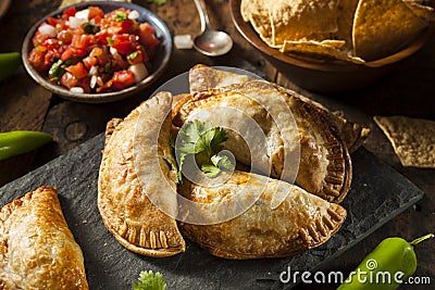 Homemade Stuffed Chicken Empanadas Stock Photo