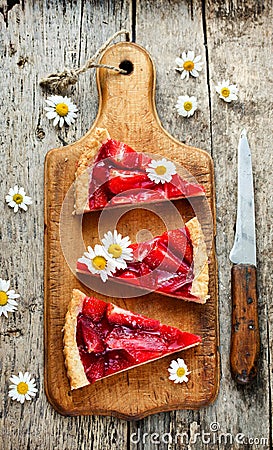 Homemade summer strawberry jelly cake Stock Photo