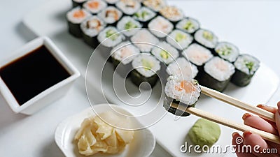 Homemade sushi rolls japanese cuisine food Stock Photo