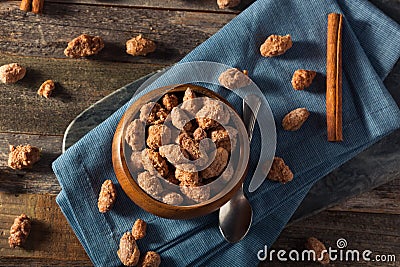 Homemade Sweet Cinnamon Coated Almonds Stock Photo