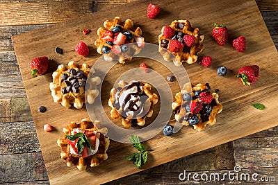 Homemade Sweet Dessert Belgian Waffles Stock Photo