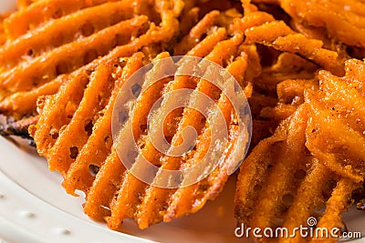 Homemade Sweet Potatoe Waffle Fries Stock Photo