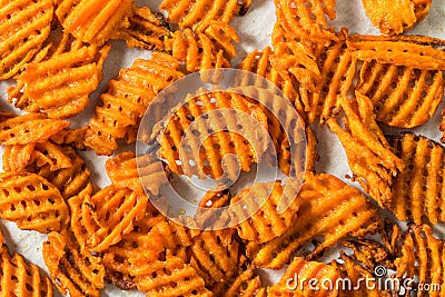 Homemade Sweet Potatoe Waffle Fries Stock Photo