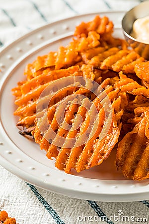 Homemade Sweet Potatoe Waffle Fries Stock Photo