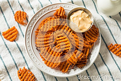 Homemade Sweet Potatoe Waffle Fries Stock Photo