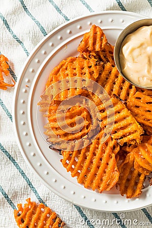 Homemade Sweet Potatoe Waffle Fries Stock Photo