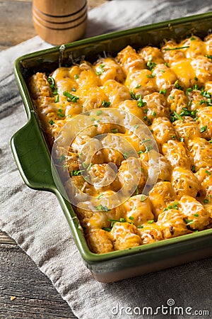 Homemade Tater Tot Hotdish Casserole Stock Photo