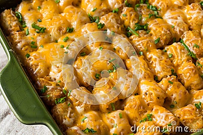 Homemade Tater Tot Hotdish Casserole Stock Photo