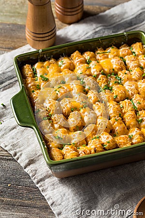 Homemade Tater Tot Hotdish Casserole Stock Photo