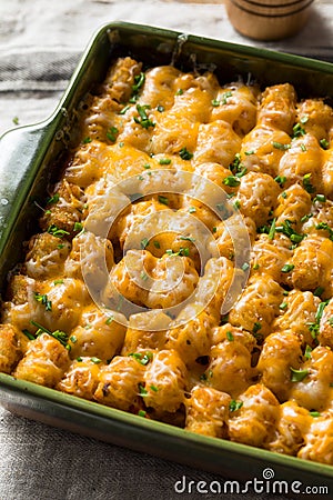 Homemade Tater Tot Hotdish Casserole Stock Photo