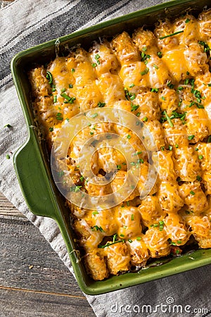 Homemade Tater Tot Hotdish Casserole Stock Photo