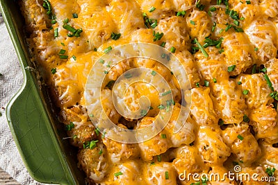 Homemade Tater Tot Hotdish Casserole Stock Photo