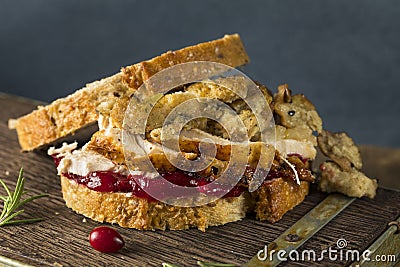 Homemade Thanksgiving Leftover Turkey Sandwich Stock Photo