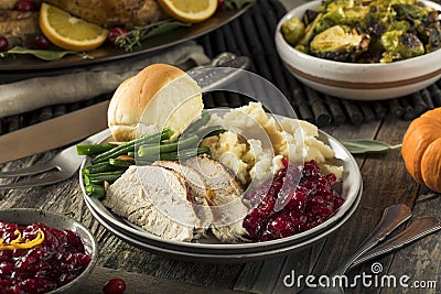 Homemade Thanksgiving Turkey Dinner Stock Photo