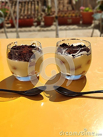 Homemade crafted dessert Tiramisu Stock Photo