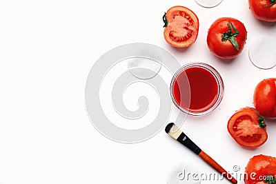 Homemade tomato face mask for natural beauty care Stock Photo