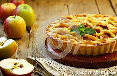 traditional apple pie dessert baking Stock Photo