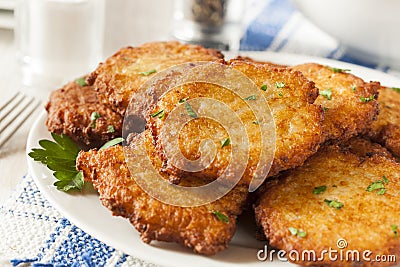 Homemade Traditional Potato Pancake Latke Stock Photo